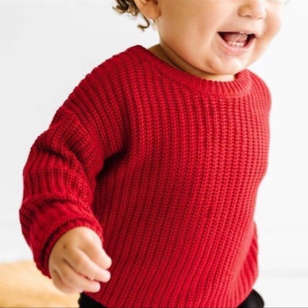 Little Sleepies LS Christmas Xmas Holiday Solid Red Sweater Baby Toddler 18-24